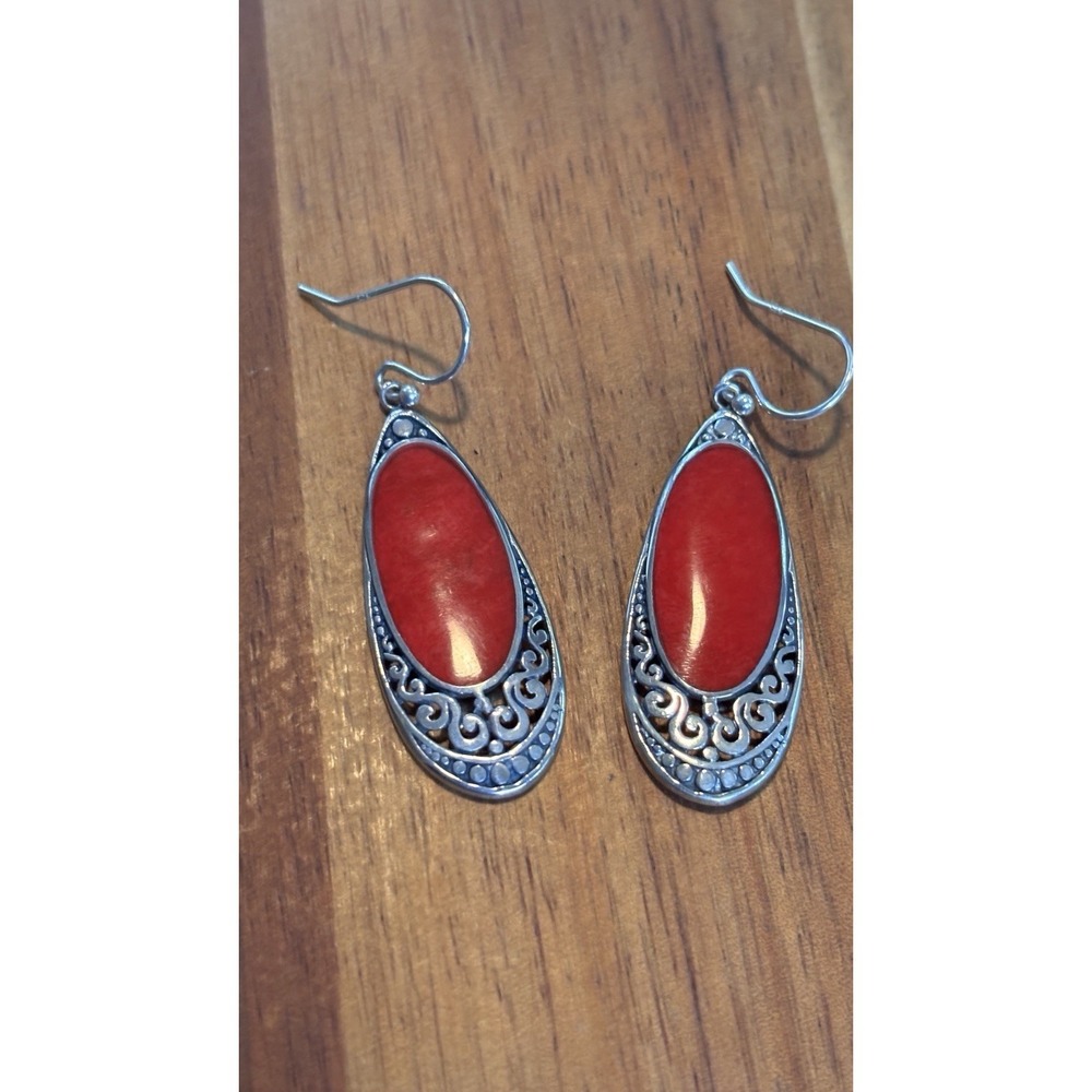 Coral Drop Sterling Silver Serenity Earrings